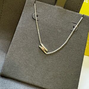Letter M Inline Initial Necklace in Sterling Silver